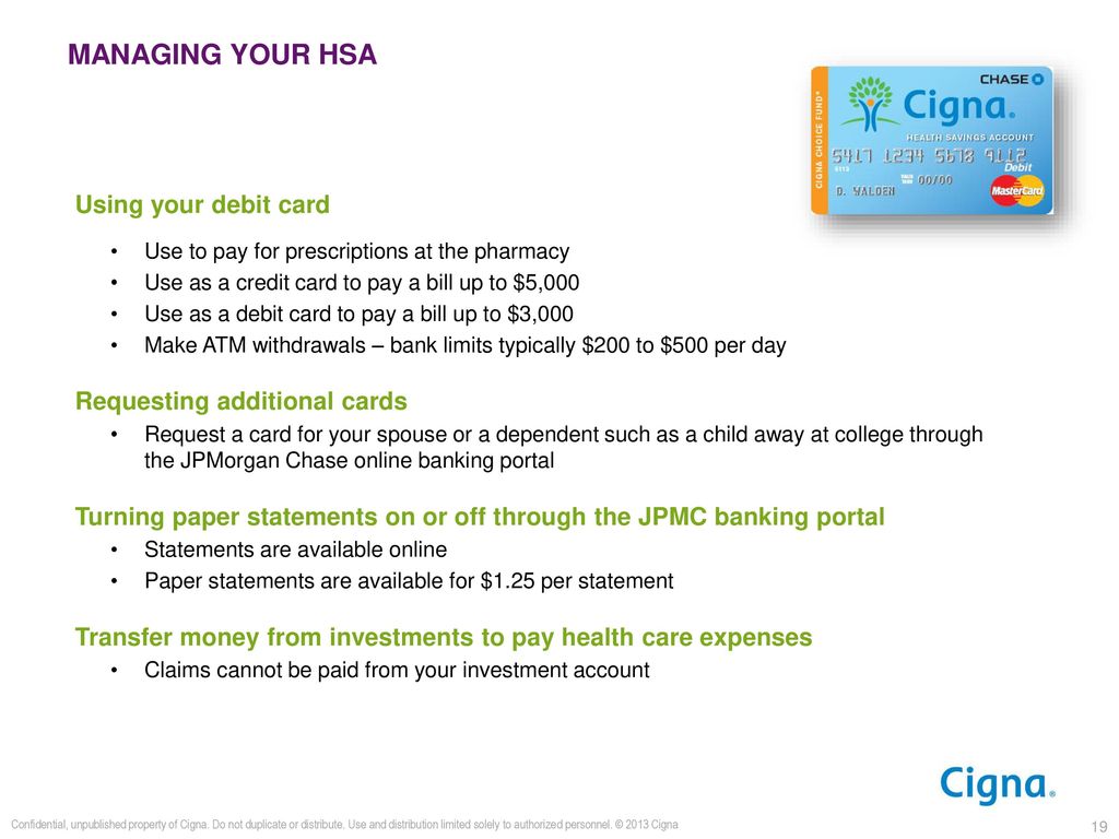 how to use cigna hsa debit card